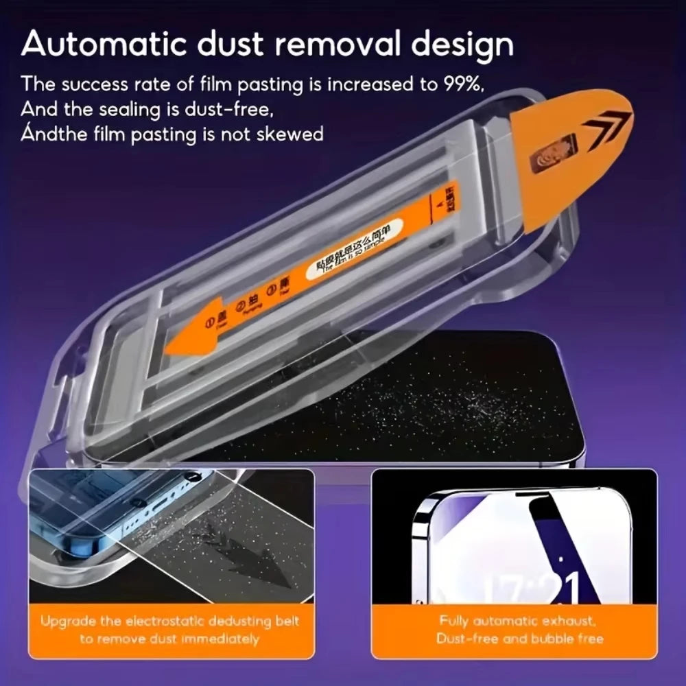 2Pcs HD Clear Tempered Glass For iPhone 17 16 15 14 Pro Max 6 7 8 Plus 12 13 11 Pro 16e XR XS Dust Free Install Screen Protector