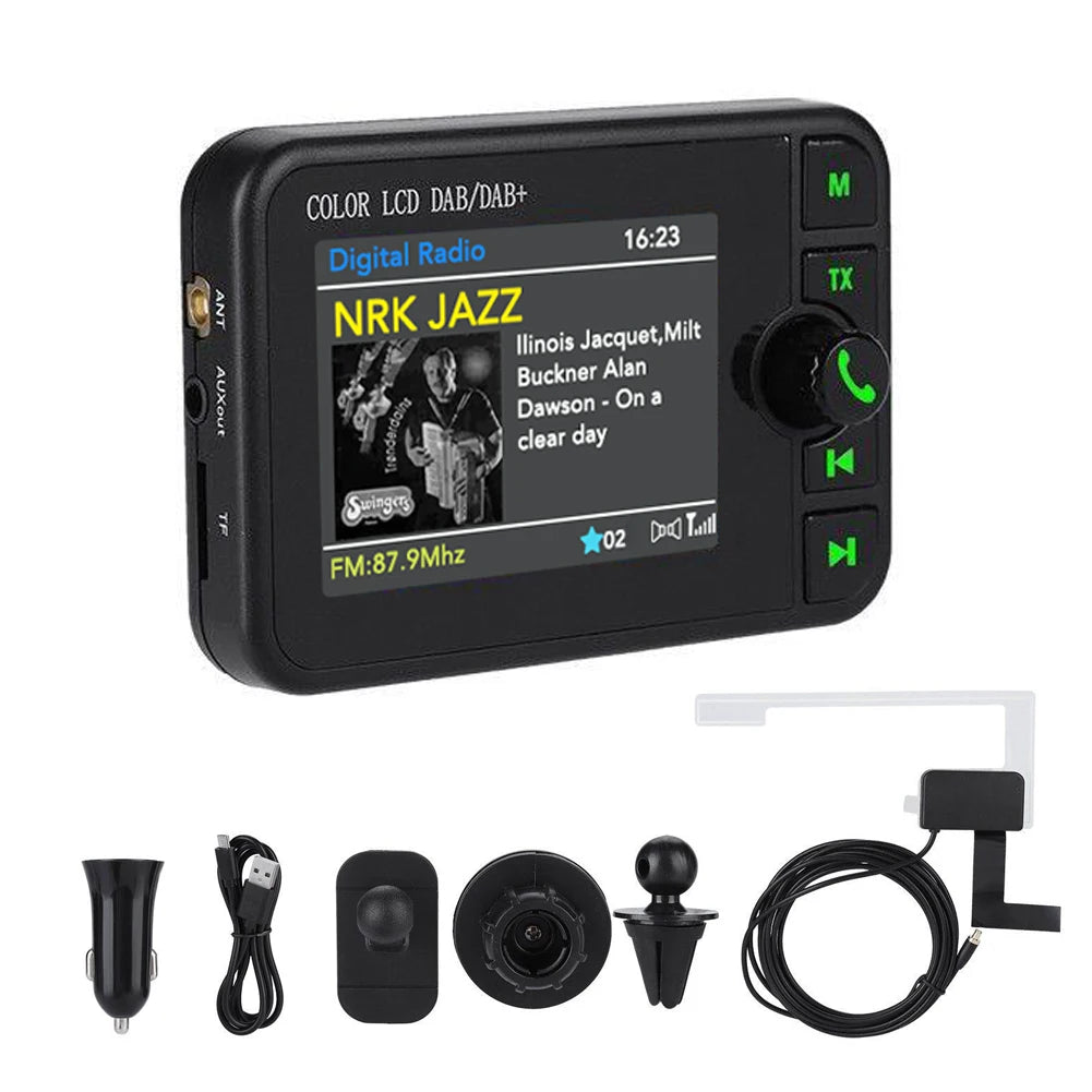 Stereo Digital Broadcast 2.4Inch LCD Color Screen Radio Receiver Bluetooth 5.0 DAB/DAB+ Digital Radio MP3 FM Transmitter for Car