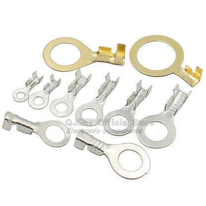 100PCS Circular Terminal Blocks DJ431 O-ring lugs Cold pressed connectors Copper lugs Terminal blocks Open ended bare ends 6.3mm