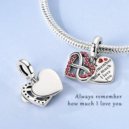 925 Silver Valentine's Day Charms Bead Sparkling Sweet Heart Rose Bear Charm Fit Original Bracelet Bangle Woman DIY Jewelry Gift