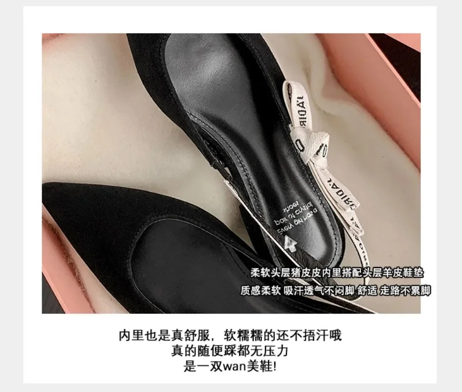 2025 New Fashionable Pointed-toe Buckle Solid Color High-heeled Sandals for Women in Spring and summer  Luxury Shoes