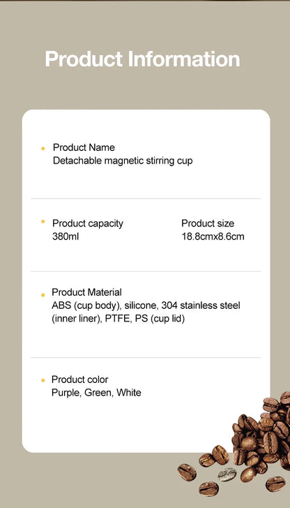 380ML Automatic Magnetic Stirring Mug with Straw & Lid Stainless Steel Waterproof USB Electric Mixing Coffee Mug 2025 New