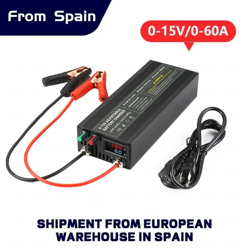12V 60A 100Ah Solar Large Charger Current Voltage Adjustable for Lifepo4 Universal Chargers Outdoor power supply