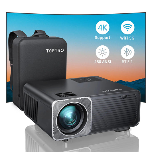 TOPTRO TR22 Projector 4K Supported Native 1080P 480 ANSI 5G WiFi Bluetooth Projector 4D/4P Keystone Correction Home Cinema by PDG ibma