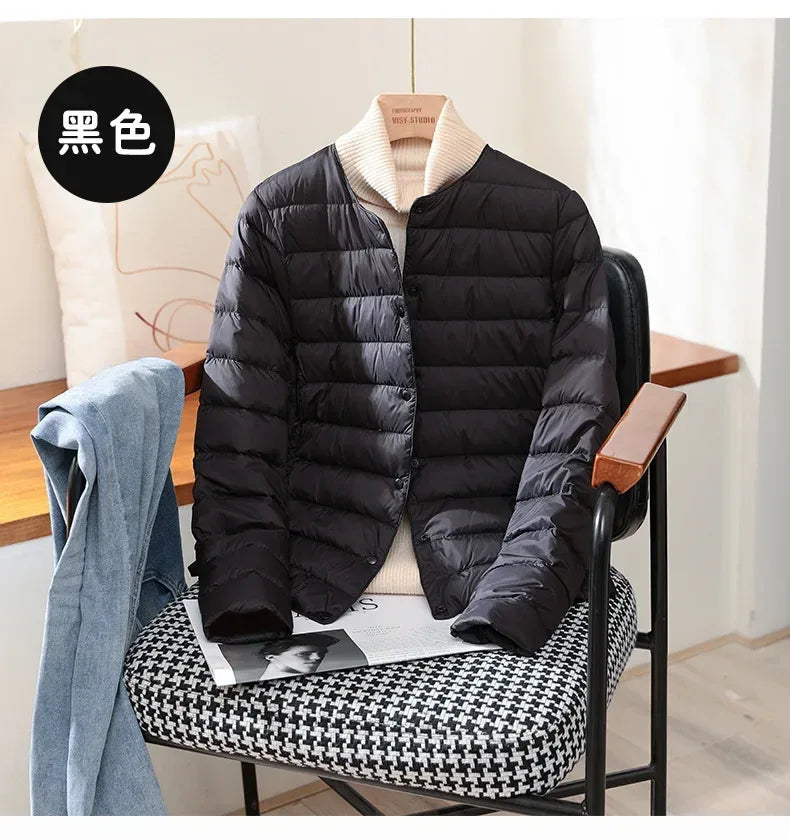 Light Down Coat Spring Autumn Warm Women White Duck Down Slim Jackets Female Fashion Ultra Lightweight Packable Puffer Coats