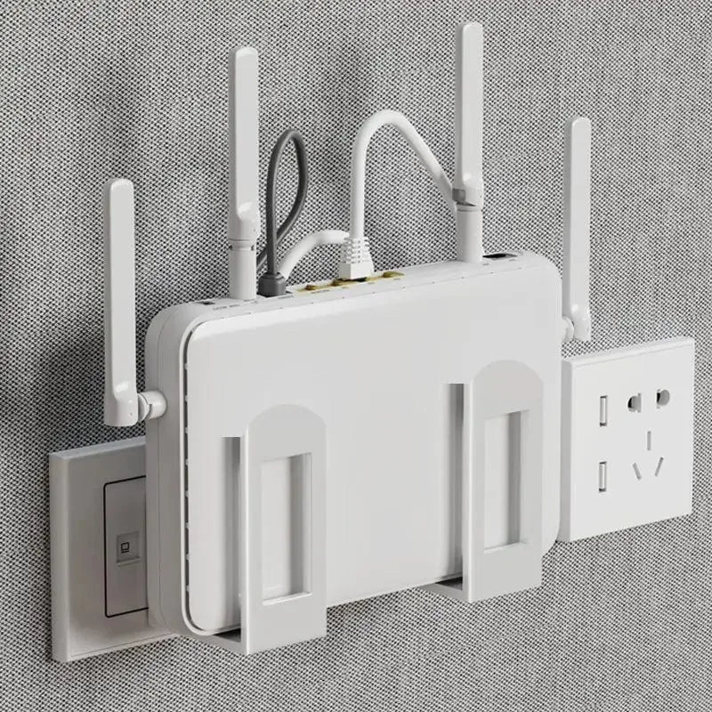 Wall-Mounted Router Set-Top Box Organizer with Adjustable Bracket, Multi-Purpose Cable Management Shelf for WiFi Devices Storage