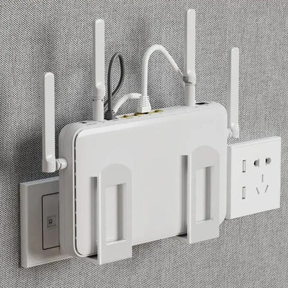 Wall-Mounted Router Set-Top Box Organizer with Adjustable Bracket, Multi-Purpose Cable Management Shelf for WiFi Devices Storage
