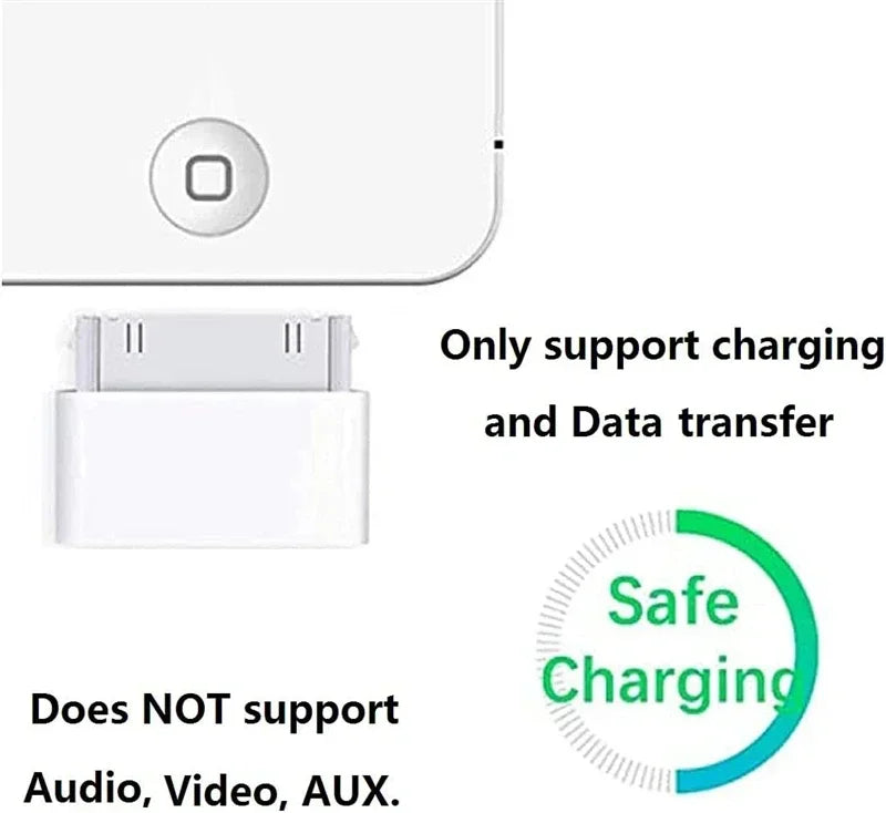 2pc Lighting To 30Pin Adapter 8Pin Male To 30 Pin Female Charging Sync ConverterFor IPhone 4 4S IPad 2 3 IPod Touch ChargerCable