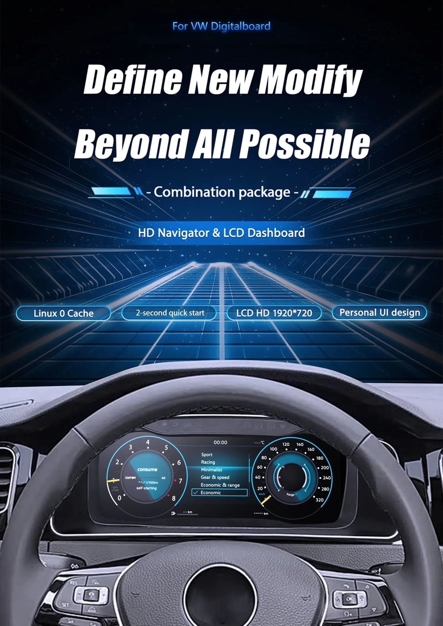 12.3'' LCD Digital Instrument Cluster for Volkswagen Maiden B6 B7 CC 2007 8 9 10 11 Years Ntg4.5 Car Radio Dashboard Cockpit
