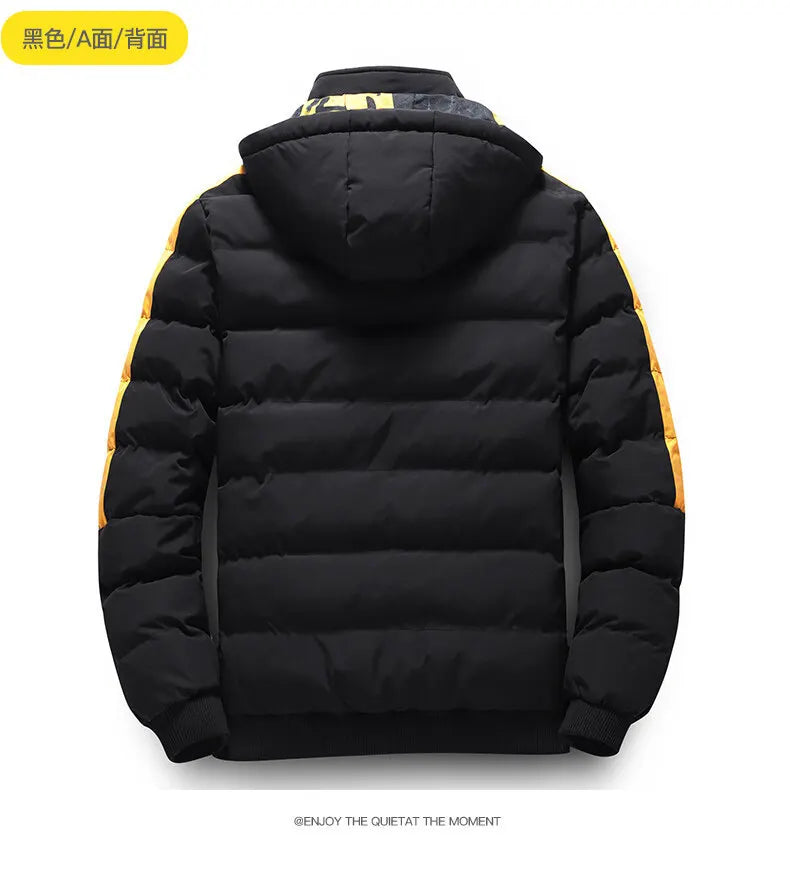 Men Autumn Winter Cotton Jacket Warm Comfortable Padded Thickened Down Jacket 2024 New Double-Sided Clothes Removable Cap M-5XL