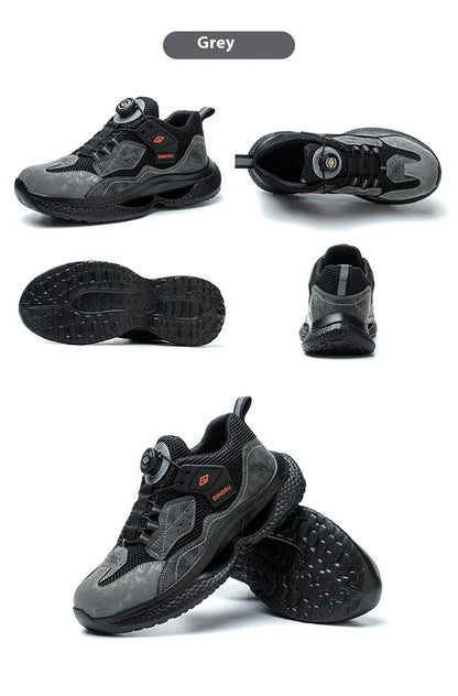 Fashion Male work safety shoes Rotating button Steel Toe shoes Work Sneakers Puncture-Proof Protective Shoes Security Boots Men