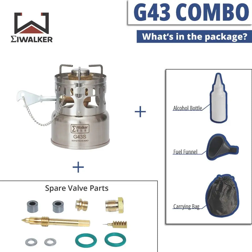 IWALKER G43 G43S Camping Stove Outdoor Gasoline Stove Burner Silent Burner for Travel Picnic Emergency