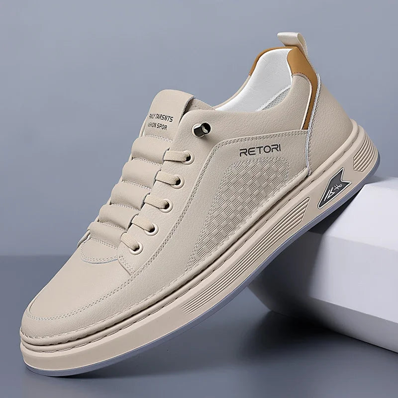 New Men's Shoes High Quality Leather Casual Shoes for Men Designer Sneakers Tenis Masculino Comfort Lace-up White Sport Shoes