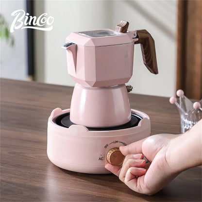 Bincoo Dual Valve Moka Pot 110v-220v Electric Heater Base Espresso Maker Brewed Coffee Mocha Pot Italian Camping Barista Tool