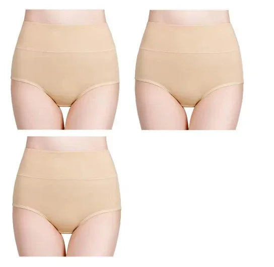 3Pcs Plus Size Women's Cotton Underwear High Waisted Tummy Control Panties Full Coverage Briefs Jacquard Ladies Panty L-5XL