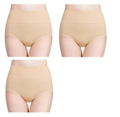 3Pcs Plus Size Women's Cotton Underwear High Waisted Tummy Control Panties Full Coverage Briefs Jacquard Ladies Panty L-5XL