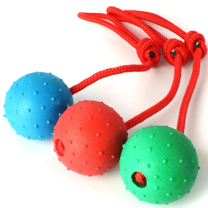 Rubber Ball with Rope Pet Teeth Indestructible Bite Toy Funny Puppy Training Solid Balls Pets Dog Chew Molar Interactive Toys