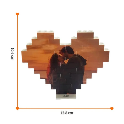 Orange plan Small particle building block heart-shaped photo puzzle base DIY custom Valentine's Day couple gift