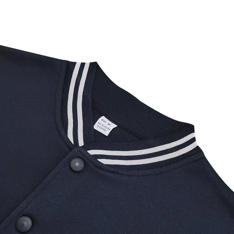 Men's Baseball Jacket with Stand-up Collar Button, Flight Jacket Monochromatic Loose, Casual, American Sports, Autumn and Winter