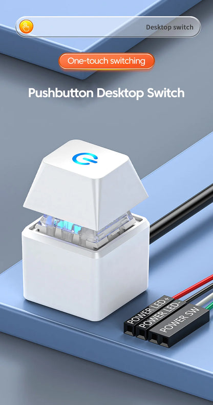 2M Desktop Computer Power Switch PC Motherboard External Desktop Start Power On/Off Button Extension Cable for Home Office