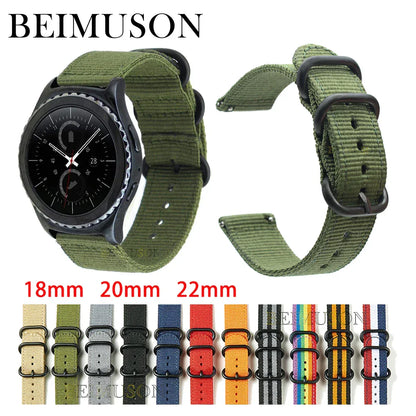 Nylon Watch Band Waterproof Ballistic Nylon One- Military Watch Straps for Men & Women Choice of Color & Width 18mm, 20mm, 22mm