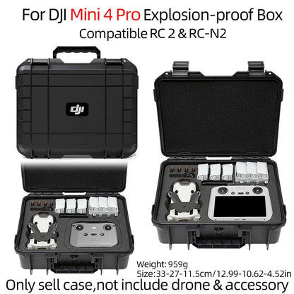 For DJI Mini 3/4Pro Case Mini 4 Pro Explosion Proof Case Mini 4 Pro Bag Portable Waterproof Box Hard Shell Large Capacity Case