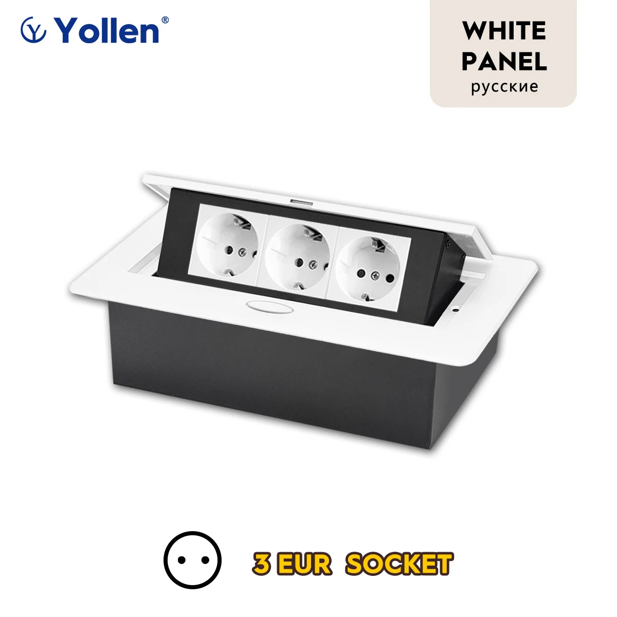 White/Black/Silver/Gold(Бронза Bинтажна) Metal Panel EUR Version RU Table Socket 2/3 Outlet USB Office Kitchen Cabinet Install