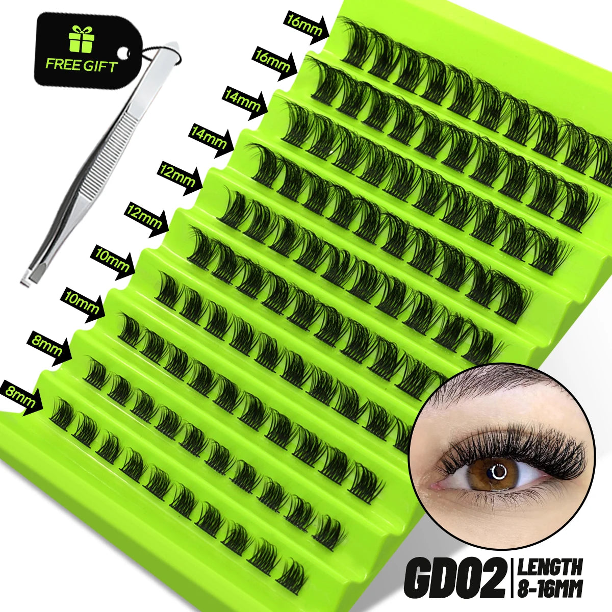 GROINNEYA Cluster Lashes Natural Eyelash extension Volume Individual Lashes Mixed Tray Faux Mink Lashes Cilias Makeup