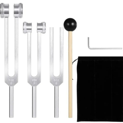 128 /512Hz Chakra Healing MassageTuning Fork Set,Aluminum Alloy Tuning Forks Used for Sound Therapy Yoga Meditation Accessory