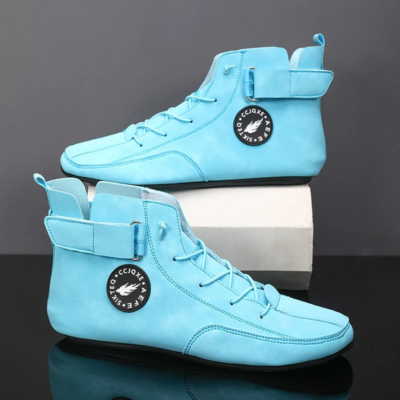 YRZL Men's Shoes Ankle Boots Lightweight Anti-slip Man Casual Walking Shoes Soft Soles Comfortable Breathable Blue Shoes for Men