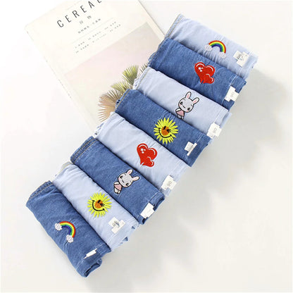 Children'S Jeans Baby Four Seasons Outwear Casual Pants Embroidered Simple Versatile Elastic Waist Sports Wear
