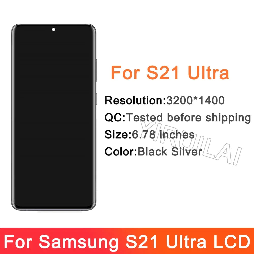 6.78" Super AMOLED For Samsung S21 Ultra 5G G998 G998U Display Touch Screen Digitizer For Samsung S21Ultra G998B LCD