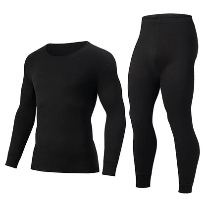 2-piece Autumn And Winter Men's Solid Color Simple and Versatile Round Neck Warm Underwear Set Comfortable Youth Home Clothes
