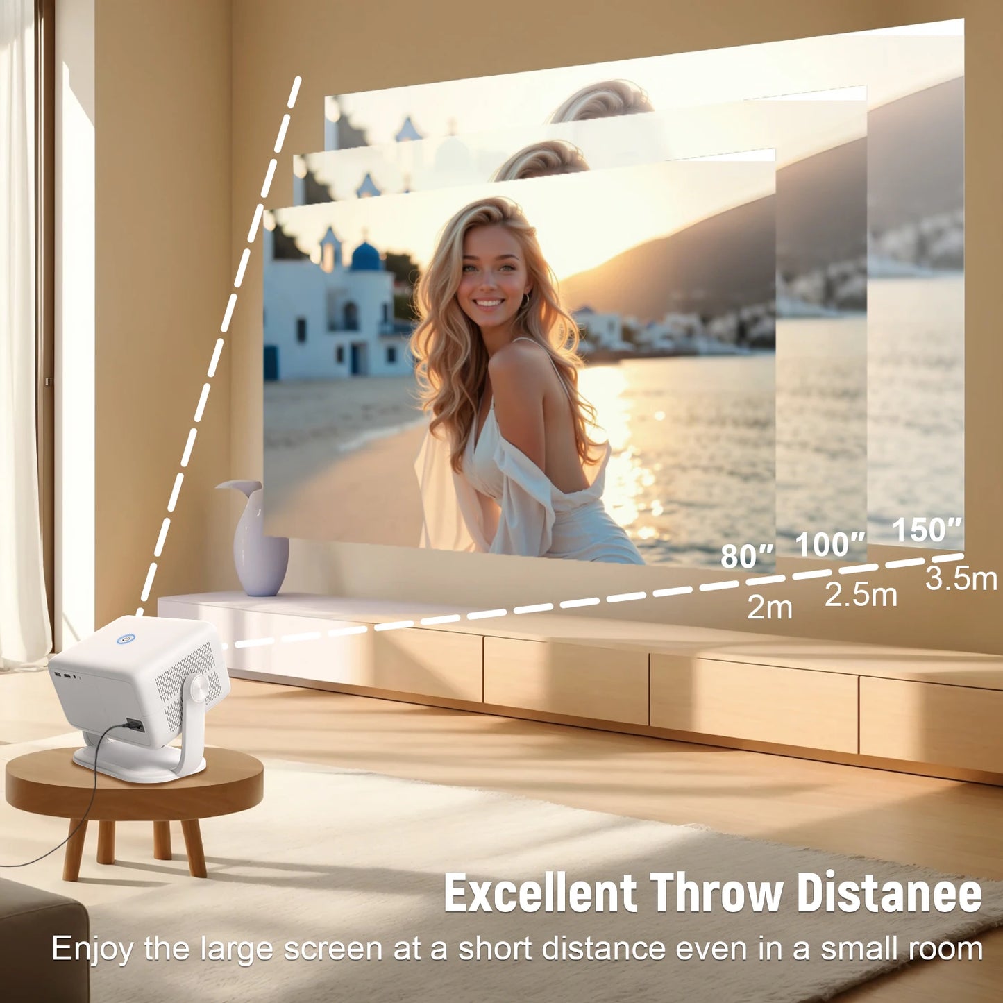 Velec Projector Compatible with Netflix 650ANSI Android 13 Portable 4K Native Wifi6 BT5.2 1080P TP350 Auto Keystone Correction