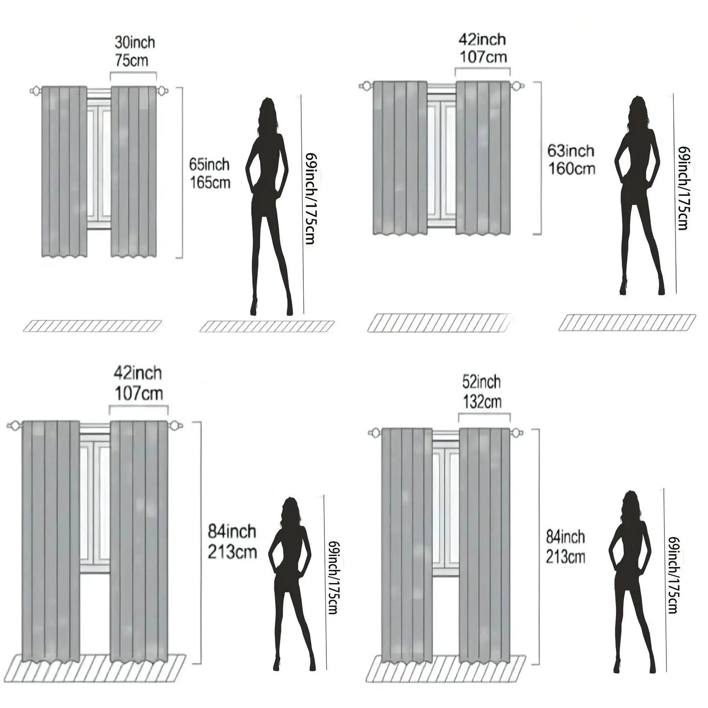 2pcs Blackout Curtain Set, Oriental Ink Landscape Design, Rod Pocket Polyester Panels, Contemporary Style, Machine Washable for