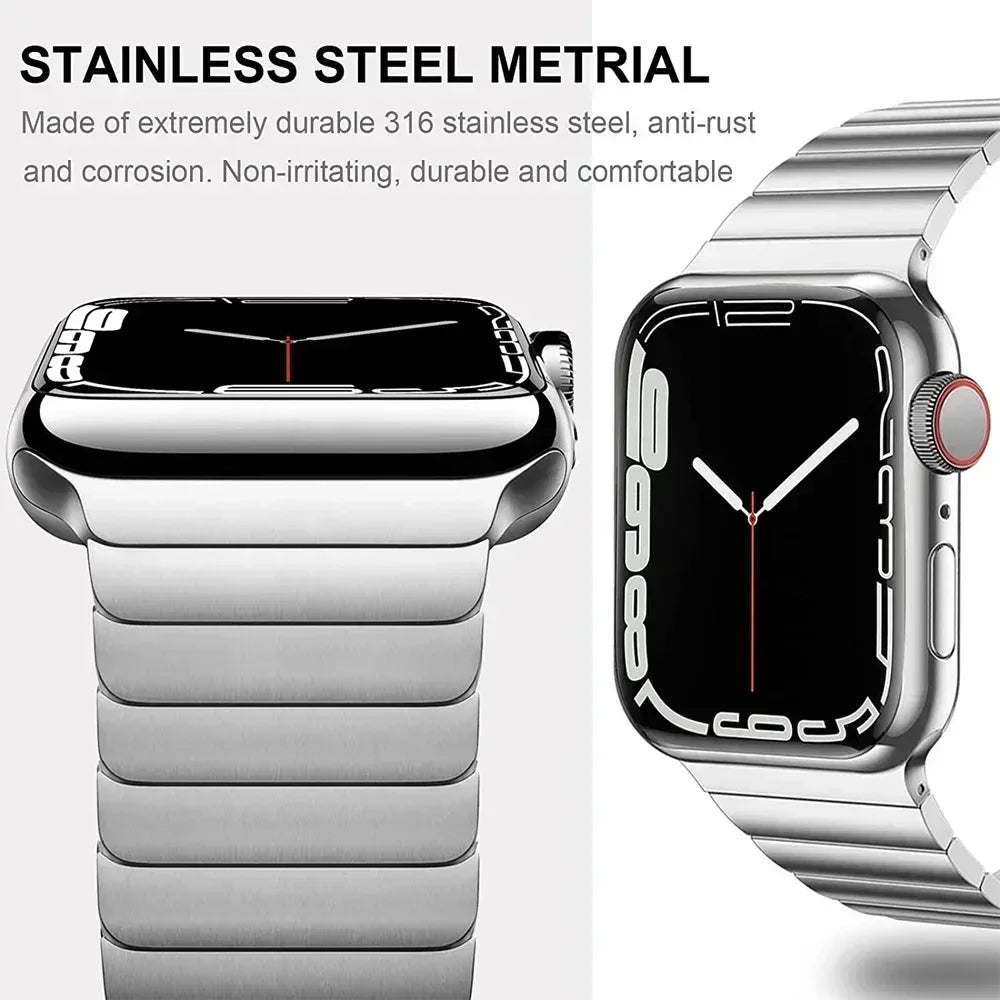 Titanium color band For Apple Watch Band Ultra 2 49mm 9 8 7 5 4 se 6 for iwatch 45mm 41 42 44mm 38 40mm stainless steel bracelet