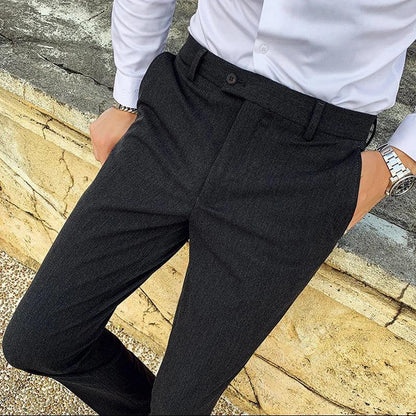 Boutique Fashion Solid Color Mens White Business Casual Suit Pants Male Slim Casual Trousers Wedding Dress Suit Pants