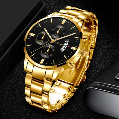 Luxury Men Stainless Steel Watch Calendar Quartz Wristwatch Business Watches Man Clock Relogio Masculino