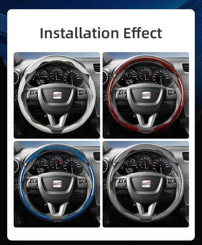Suitable for Seat Carbon Fiber Texture Steering Wheel Cover with Segmented Quick-Release Design, Durable, for Models Such as Ibiza, Arona, Leon, Leon Sportstourer, Ateca, Etc., in Black, Blue, Red, Silver, and White by PDG ibma