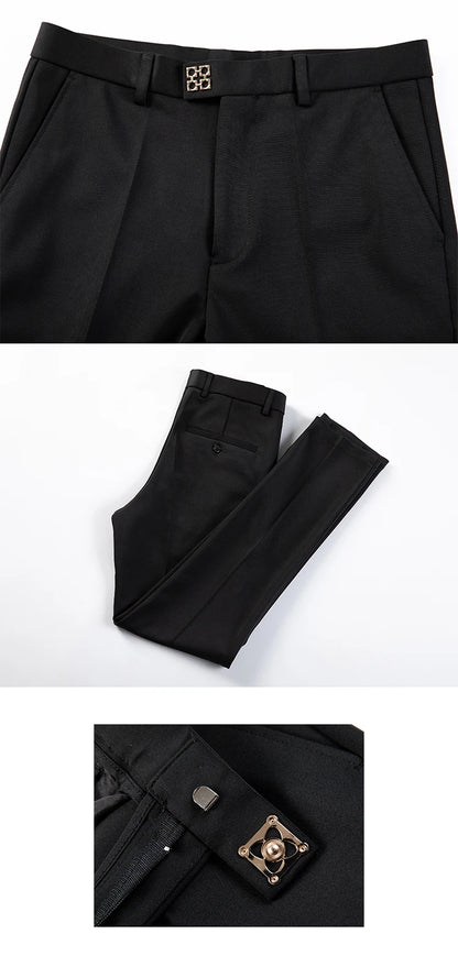 Men Suit Pants Dress Pantalone Hombre Stretch Slim Formal Trousers Calça Masculina Solid Color Casual Pants Fashion Men Clothing