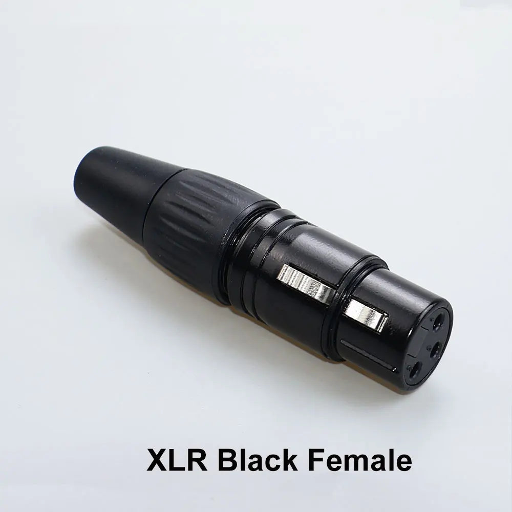 JCD XLR 3Pin Male/Female Microphone Audio Cable Plug Panel Pure Black Silver Copper Gold-Plated XLR Connector Socket