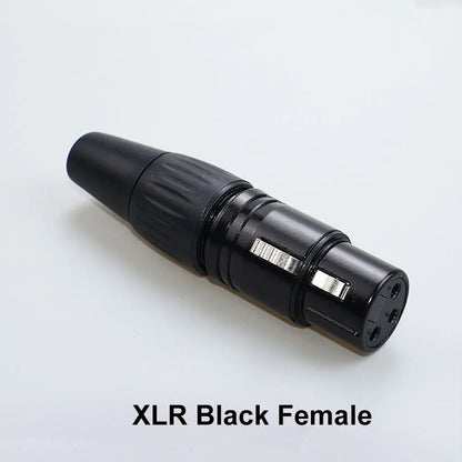 JCD XLR 3Pin Male/Female Microphone Audio Cable Plug Panel Pure Black Silver Copper Gold-Plated XLR Connector Socket