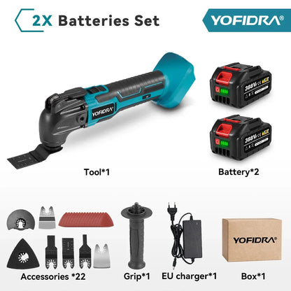 YOFIDRA Cordless Oscillating Multi Tool 6 Gears Electric Cutting Polishing Trimming Machine Power Tool For Makita Battery Pin