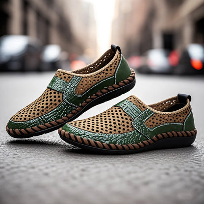 2025 Summer Shoes Men Loafers Mesh Breathable Flat Non-slip Mens Casual Shoes Brand Footwear Plus Size 45 Black Green Blue D328