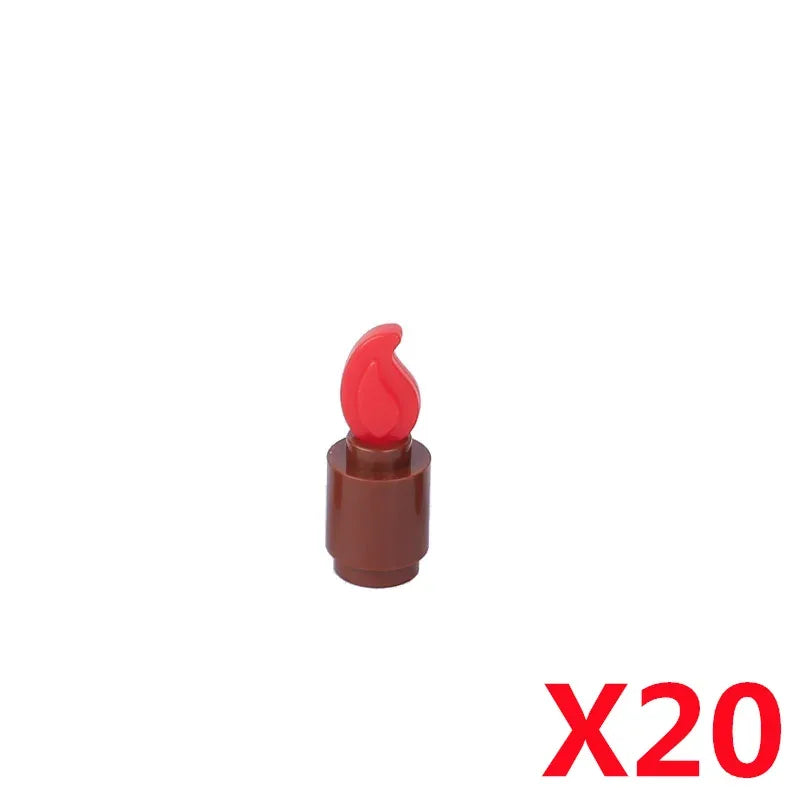 MOC Medieval Campfire Building Block Flame Wave Candle Transparent Wine Bottle Educational Toy Compatible Accessories Brick K054