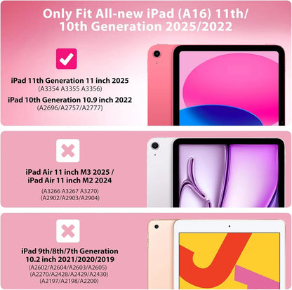 Case for iPad (A16) 11th Generation 11 Inch 2025, iPad 10th Generation Case 10.9 Inch 2022 with Pencil Holder,Protective Cover