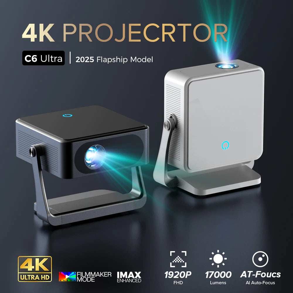 Fintex C9 NEW 17000Lumen Projector 4k Full HD 1080P HDR10 Proyector 700 ANSI Android TV9.0 Auto Focus 2+16G Portable Projectors