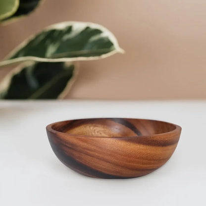 wooden bowl Enamel Wooden Bowls with Polished Spoons Ceramic Plate Metal Utensils for Food by Blatant Exports