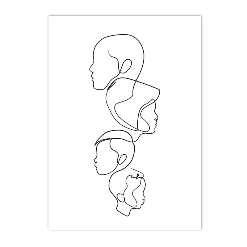 Love Hands Abstract Line Canvas Painting Family Portrait Print Mom Dad Daughter Son Art Poster Nordic Wall Pictures Home Decor