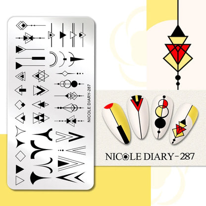 NICOLE DIARY Rose Flower Nail Stamping Plates Image Template Valentine's day Love Heart Printing Stencil Nail Art Manicure Tools